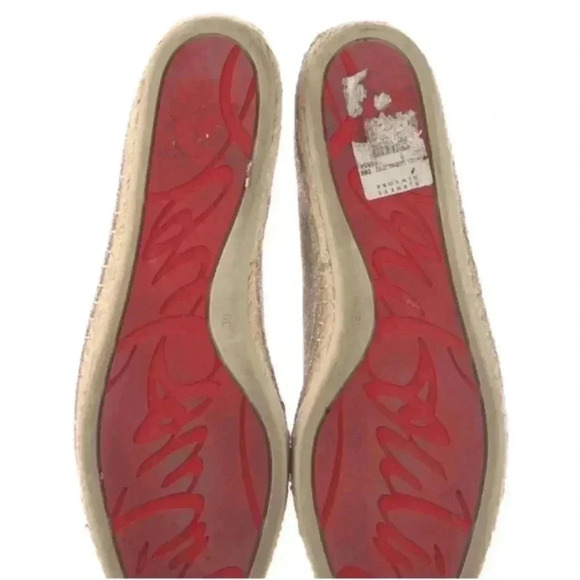 Christian Louboutin Aliochette Gold Glitter Spike Espadrille Flats - Picture 4 of 5